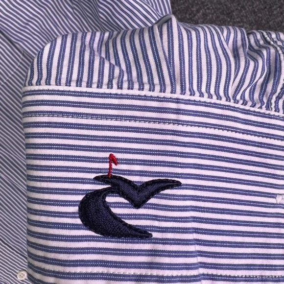 VTG Fairway & Greene Shirt Men L Blue Stripe Club Long Sleeve Preppy Golf Button - Picture 8 of 16